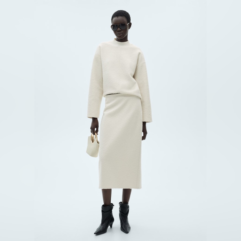 Mango Cream Co-ord set skirt +sweatshirt NWT